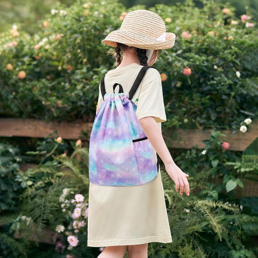 Drawstring Backpack Gym String Bag Drawstring Sac… - image 2